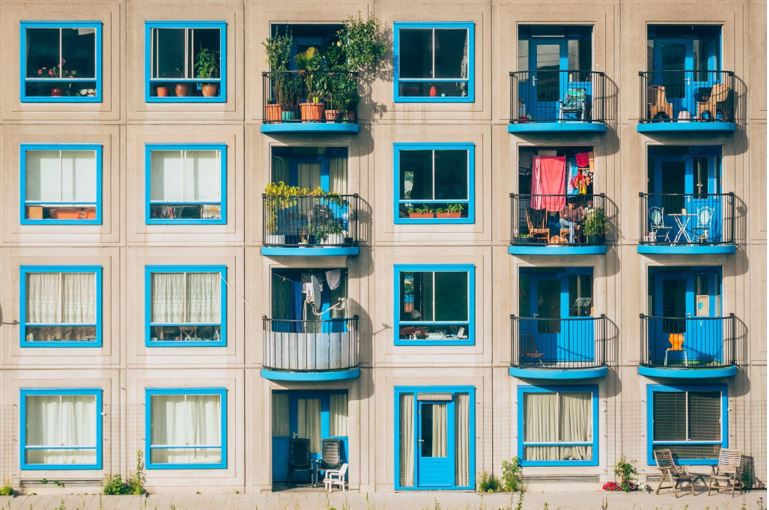 Close up of flat balconies