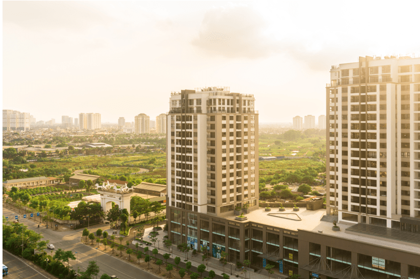 Two block of flats landscape