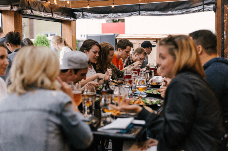 People eating out at a restaurant