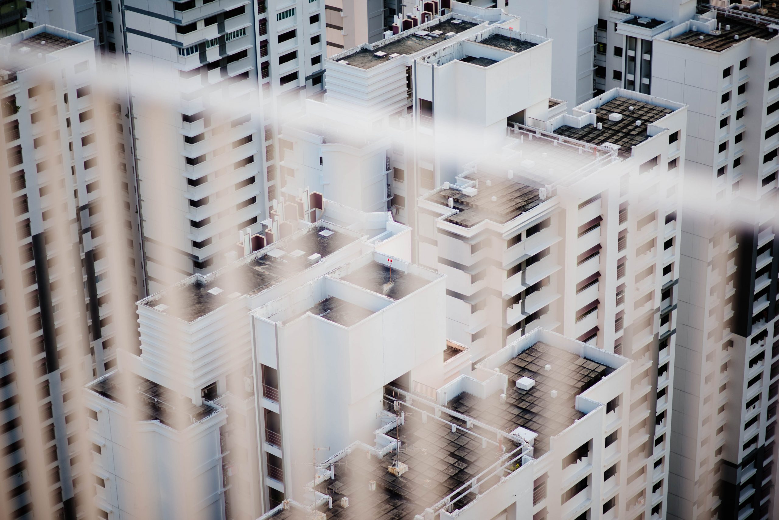 Aerial view of block of flats