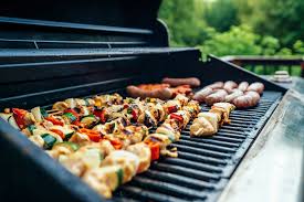 Food being barbecued on the grill