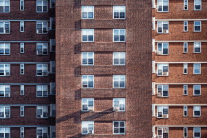 Close up of block of brown flats