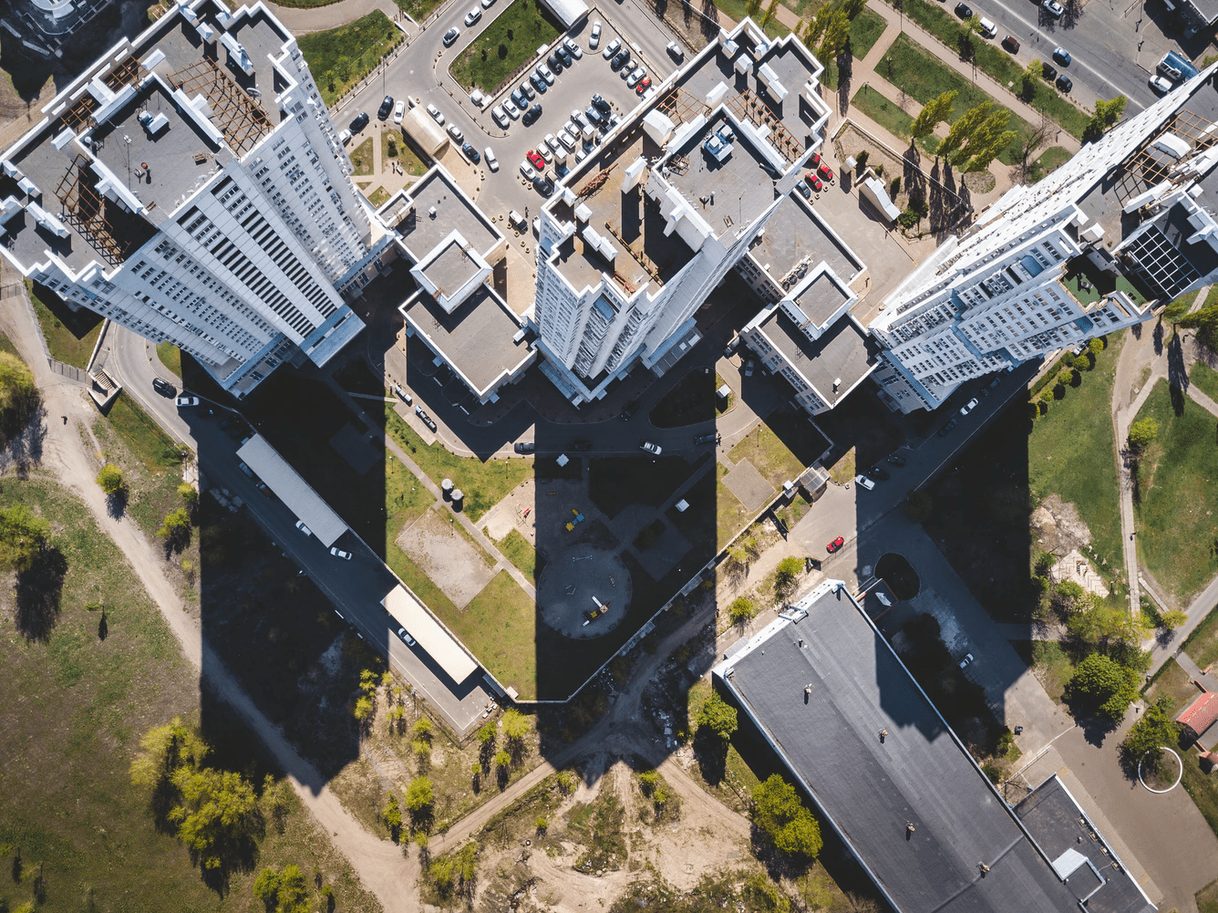 Birds eye view of flats